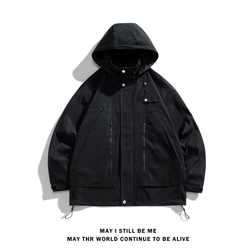 得物白底C工装大口袋冲锋衣防风登山服连帽外套A005A-JN8915-P108,男装夹克,电商A005A