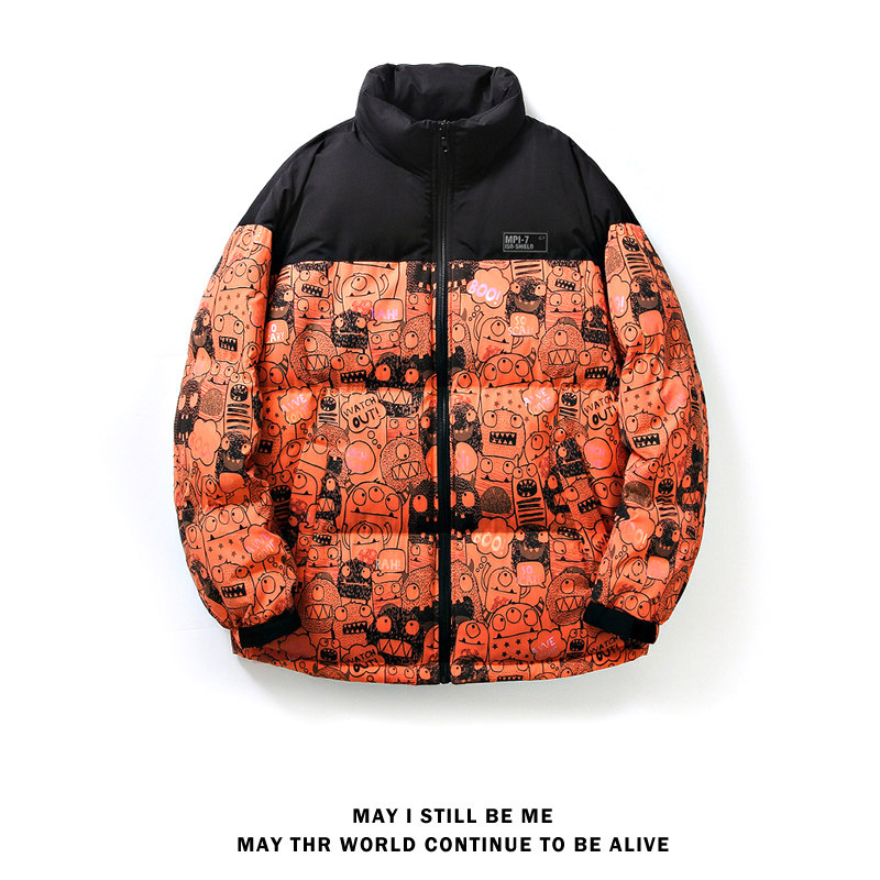 得物白底A趣味卡通印花拼接羽绒棉服棉衣A005A-M8065P108控138图片