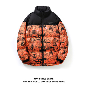 得物白底A趣味卡通印花拼接羽绒棉服棉衣A005A-M8065P108控138图片