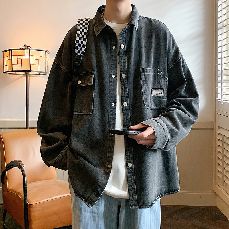 港风A工装多口袋立体剪裁衬衫夹克牛仔衣外套男86050-P88,男装衬衫,电商A005A