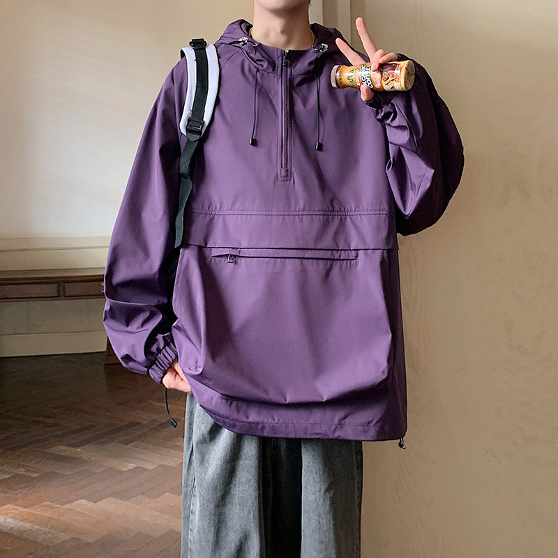 港风B连帽工装书包口袋套头拉链防风冲锋衣86090-特P80,男装夹克,电商A005A