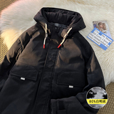 毛毯平铺A鸭绒羽绒工装大口袋印花男外套A005A-88933P178控238，男装羽绒服，电商A005A