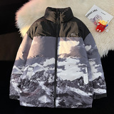 毛毯平铺A雪山印花登山户外冲锋衣羽绒棉衣A005A-M8066-P115控148，男装棉衣，电商A005A