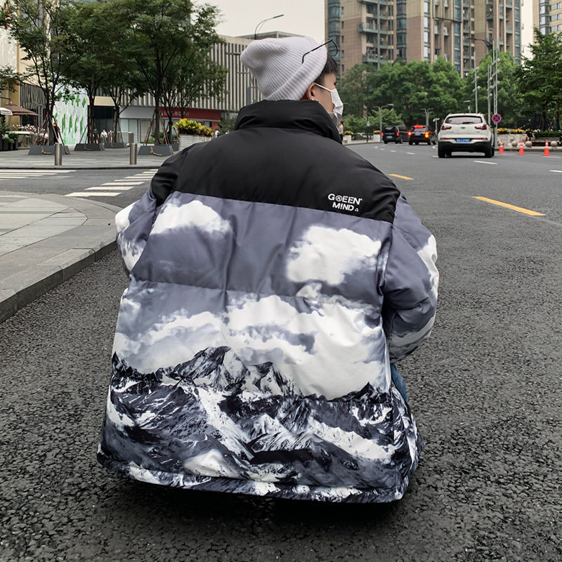 港风直播C雪山印花登山户外冲锋衣羽绒棉衣A005A-M8066P115控148图片