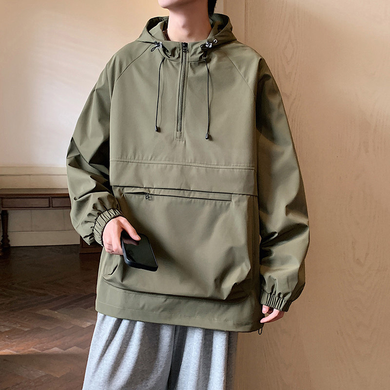 港风B连帽工装书包口袋套头拉链防风冲锋衣86090-特P80图片