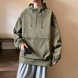 港风B连帽工装书包口袋套头拉链防风冲锋衣86090-特P80图片