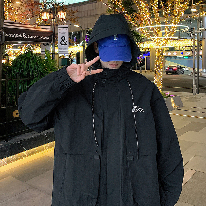 港风E工装大口袋冲锋衣连帽仿风登山服夹克外套JN8918-P100图片