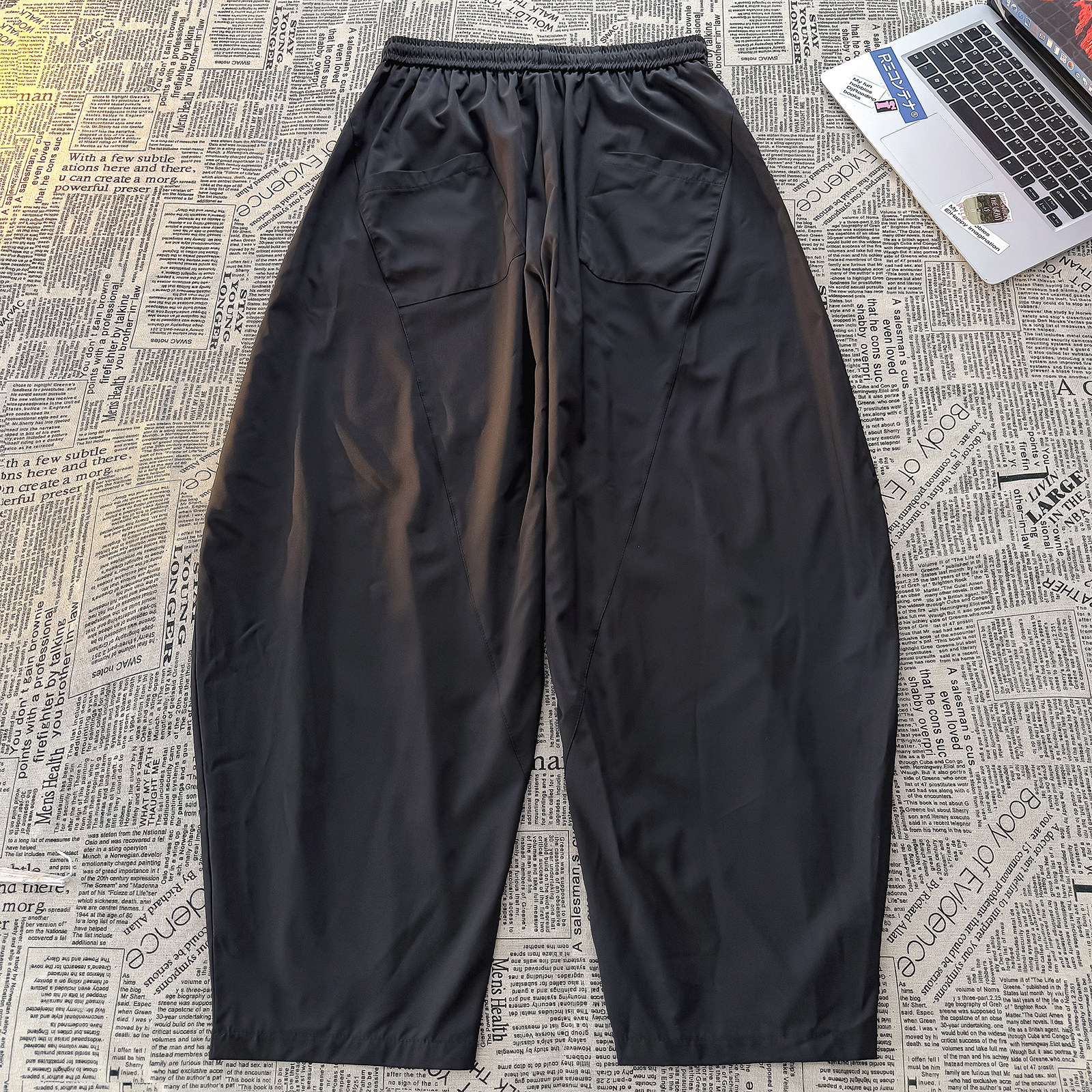 风L暗黑刺绣冰丝大桶裤宽松高级感萝卜裤阔腿裤K252-P65控88,男装休闲裤,电商A005A