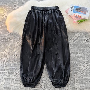 风暗纹龙纹冰丝腰带九分裤男大桶裤宽松萝卜裤K253-P68控88，男装休闲裤，电商A005A