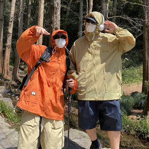 港风M户外冲锋衣男工装连帽外套薄款防水登山服防晒衣服86013-P68图片
