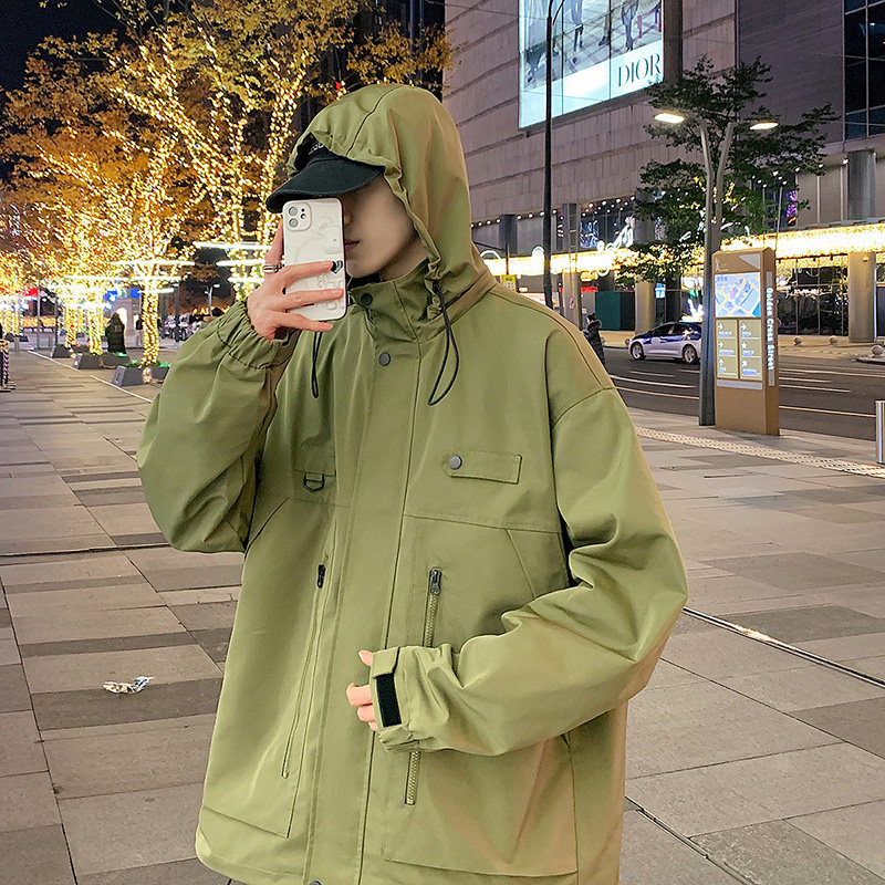 港风A工装大口袋冲锋衣防风登山服连帽外套A005A-JN8915-P108,男装夹克,电商A005A