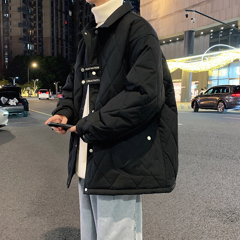 冬季外套男C菱形格子羽绒棉服加厚保暖棉衣冲锋衣男88091-特P80,男装棉衣,电商A005A