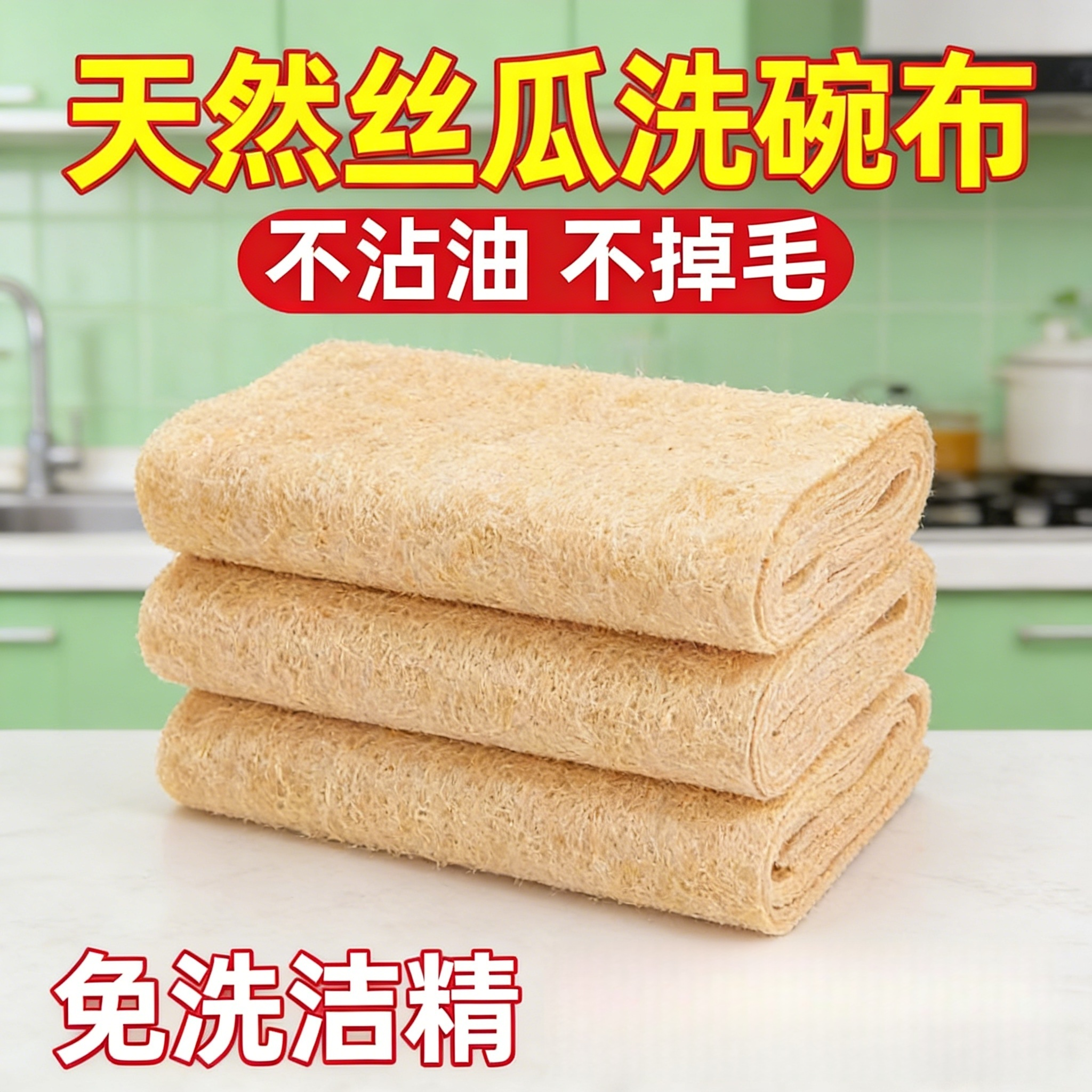 丝瓜洗碗布不沾油不掉毛吸水加厚厨房百洁布免洗洁精厨房刷锅,家庭/个人清洁工具,百洁布,淘宝优惠券,粉丝福利购,淘宝优惠卷