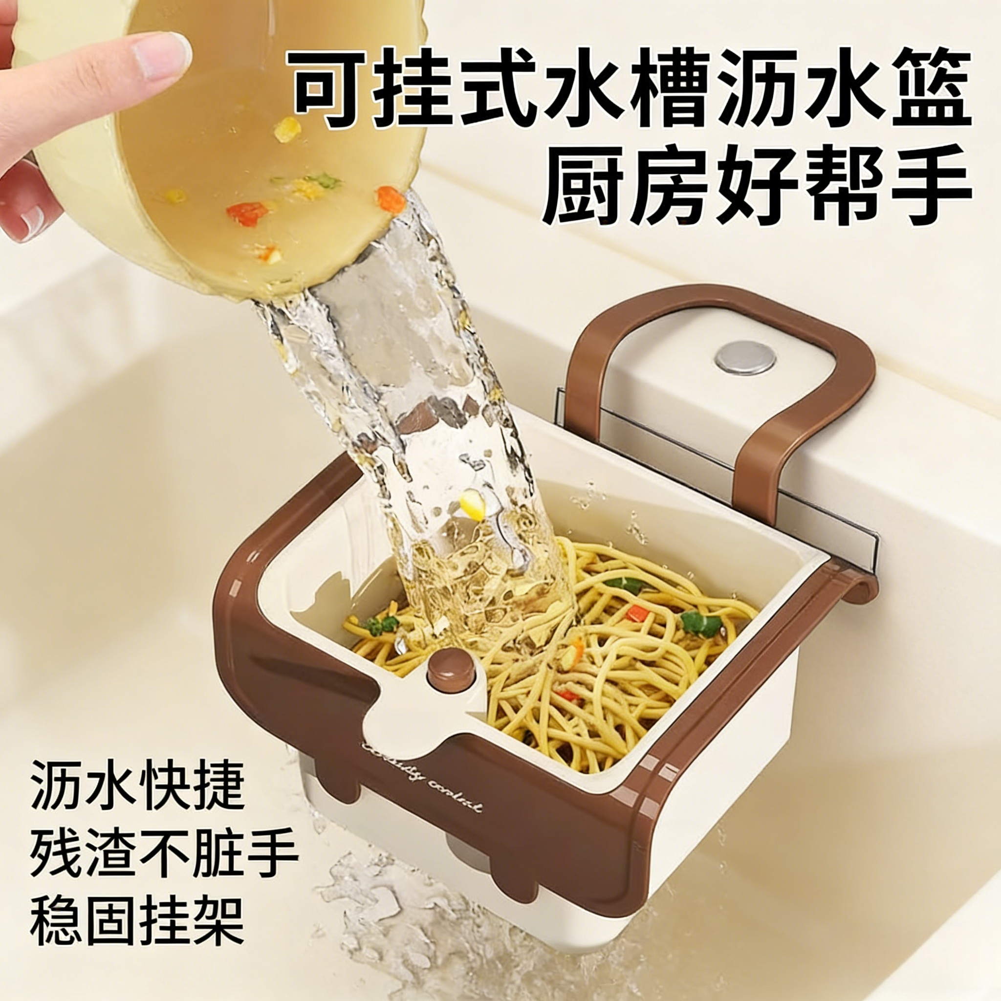 可挂式水槽沥水篮厨房多功能沥水快捷残渣不脏手稳固挂架,餐饮具,洗菜盆/沥水篮/漏水筛,淘宝优惠券,粉丝福利购,淘宝优惠卷