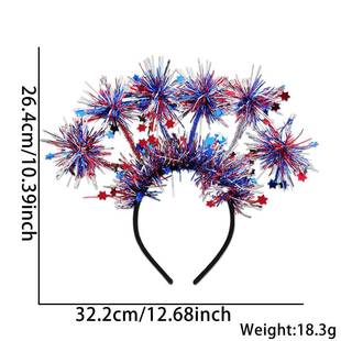亚马逊美国国旗发箍独立日派对装 饰红白蓝彩条头饰USA五角星头箍