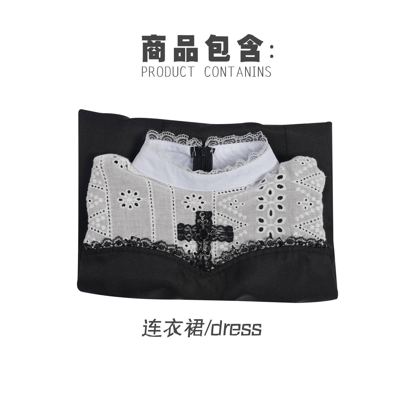 万圣节cos服饰经典十字架修女收腰连衣裙cos修女