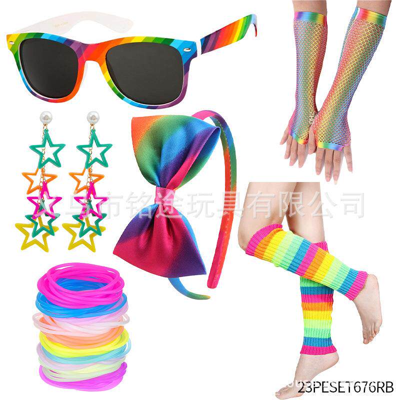 1980年代派对聚会80年代套装项链发箍护膝手环眼镜1920Flapper