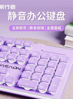 前行者V3静音键盘鼠标套装紫色机械手感电脑女生办公有线无线蓝牙