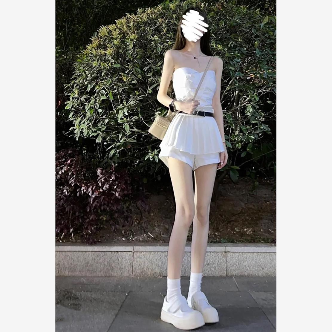 气质纯欲性感抹胸上衣甜辣裙子两件套夏季洋气减龄a字半身裙套装