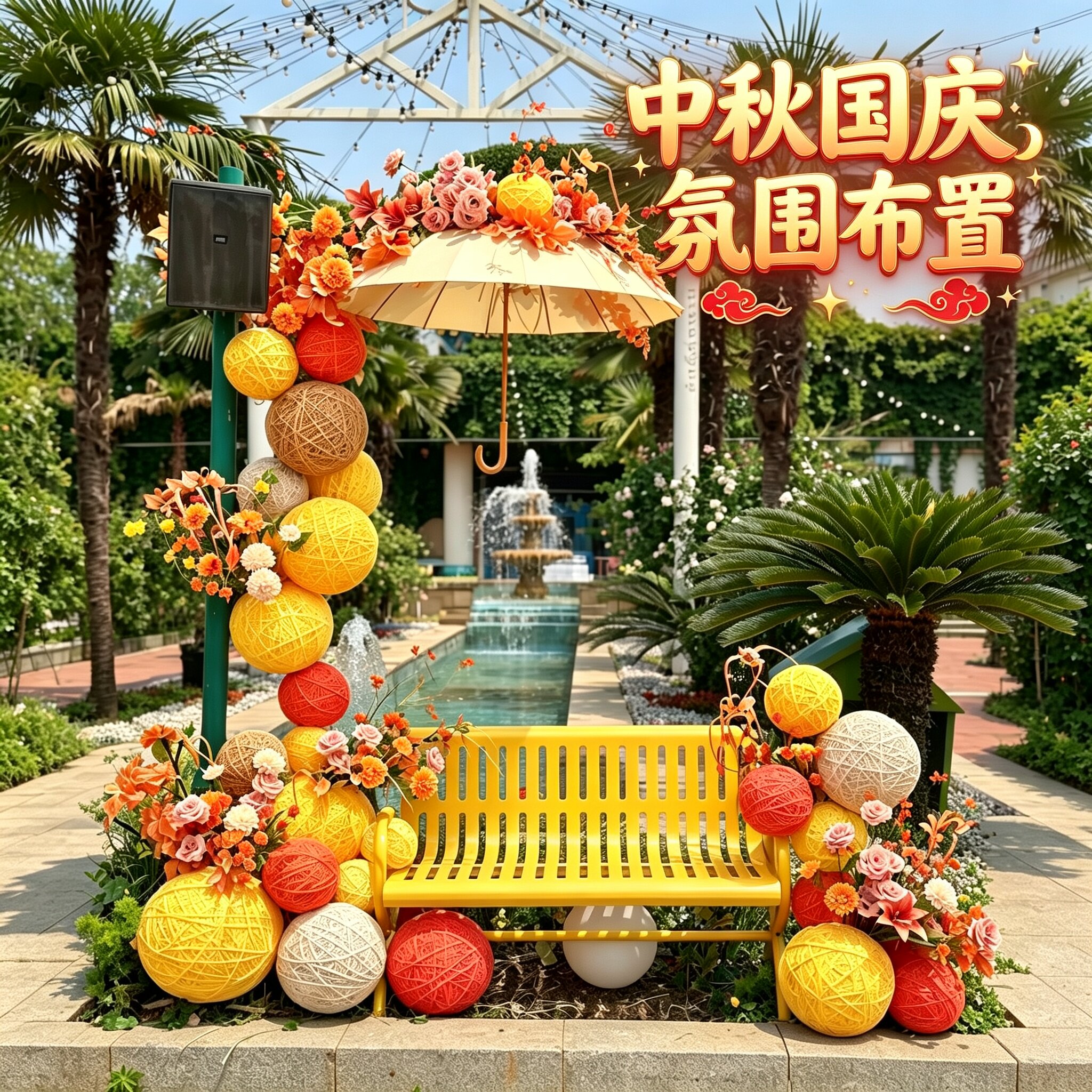 中秋国庆网红打卡拍照泡沫毛线球图片