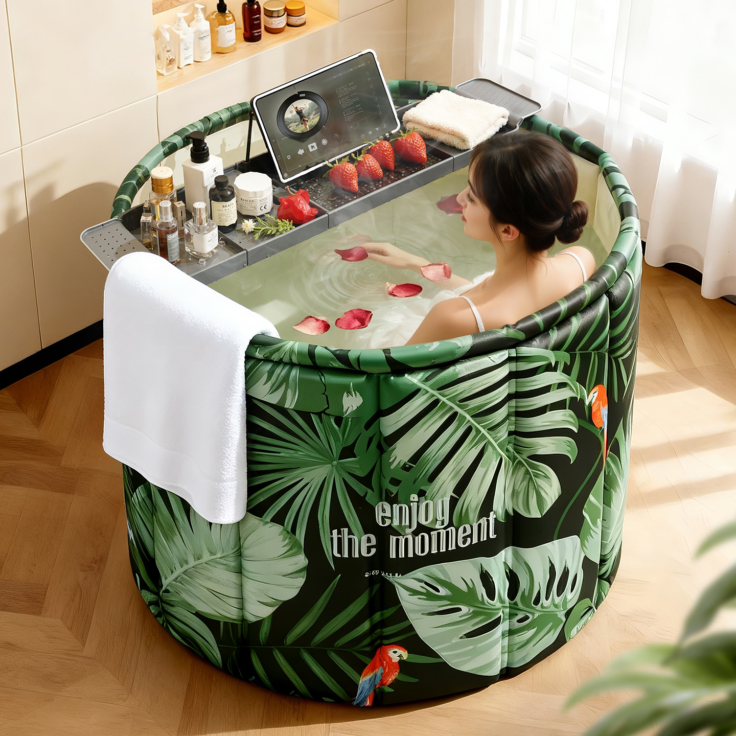 日本精工可折叠泡澡桶大人家用