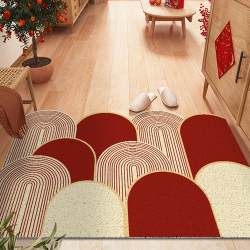 喜庆入户地垫红色进门垫免洗防滑丝圈耐脏可裁剪脚垫红色门外地毯