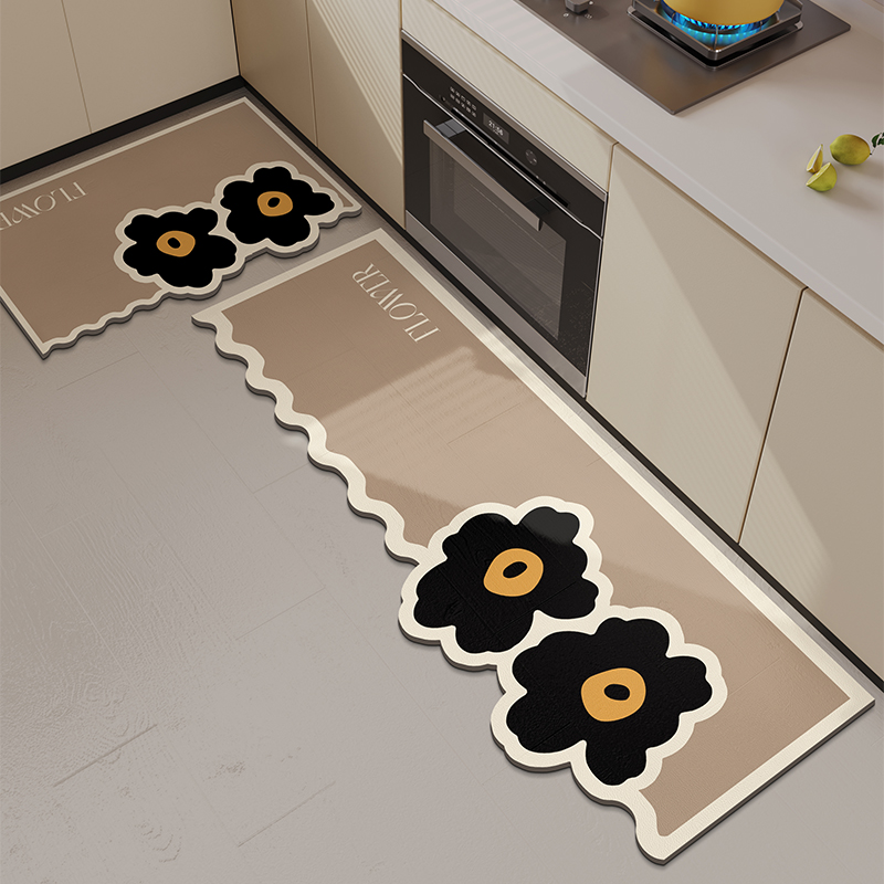 依棉寐厨房地垫吸水吸油ins花卉