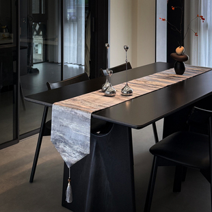 GULAN古兰桌旗灰色现代轻奢高级感样板间鞋柜电视柜茶几长条盖布