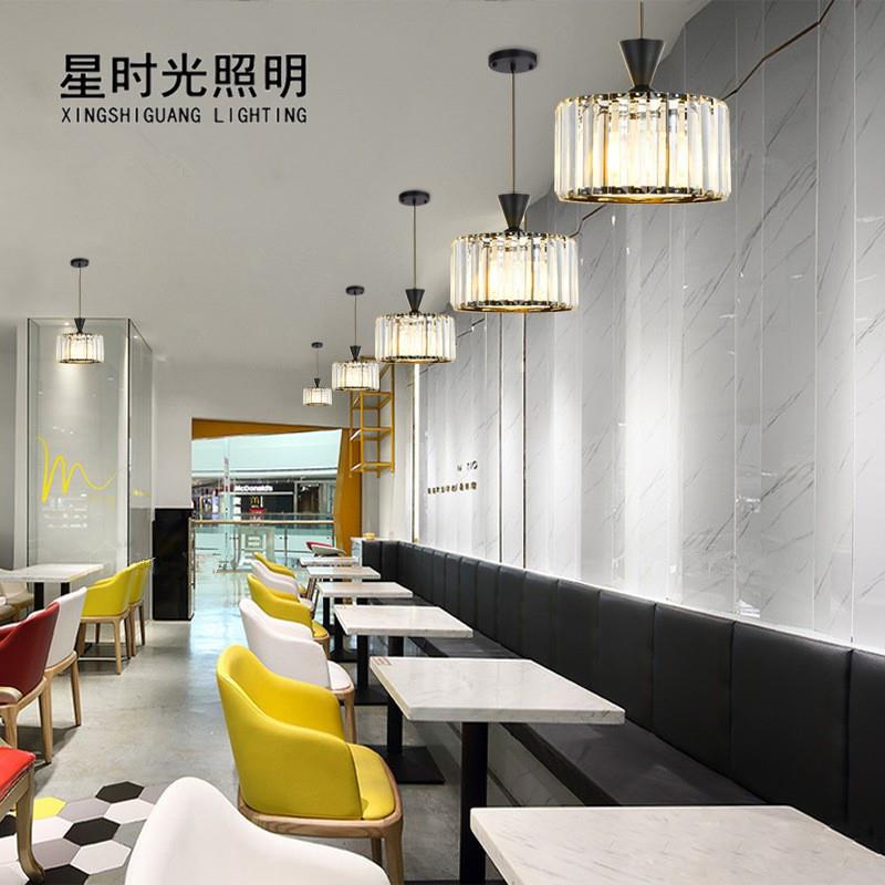 餐厅吊灯轻奢现代简约玄关吧台阳台店铺商用单头水晶小吊灯餐厅灯