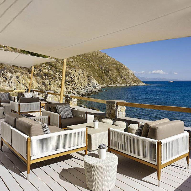 户外柚木藤椅沙发庭院民宿花园阳台休闲藤编防水编绳组合室外家具