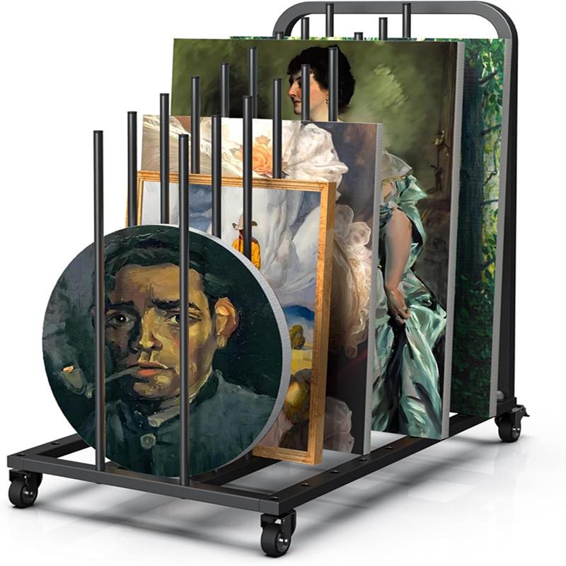 简约现代铁艺画板收纳推车多功能置物架画板晾晒架绘画烘干展示架