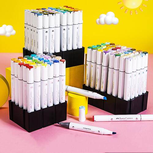 辉柏嘉马克笔80色儿童小学生涂色套装双头带底座服装园林设计画笔