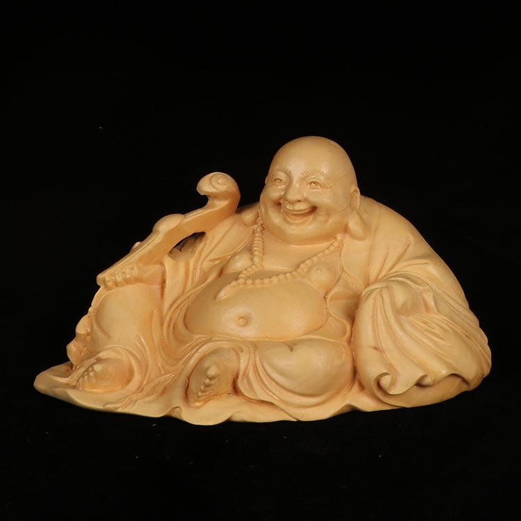 艺铭仙苑黄杨木雕如意弥勒藏品汽车摆件像庙宇饰品送礼佳品