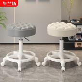 升降美容大工凳靠背款 可移动美甲凳车间工作旋转圆凳酒吧高脚凳