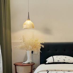 法式中古风卧室床头灯小吊灯简约现代复古创意氛围吊线吧台餐厅灯