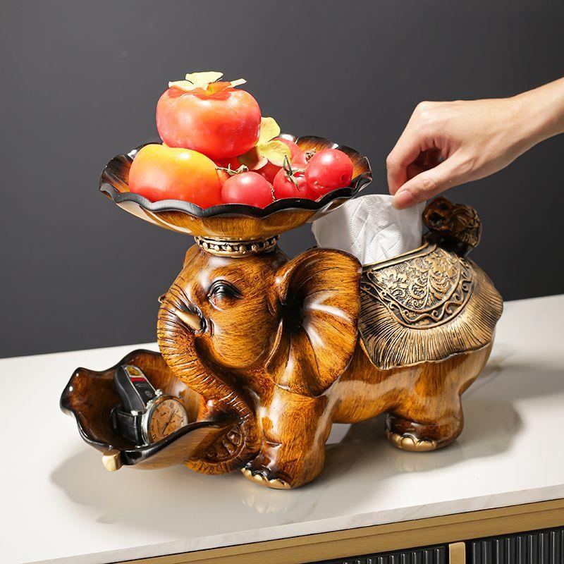 大象水果盘零食糖果收纳纸巾盒家用多功能客厅茶几家居装饰品摆件