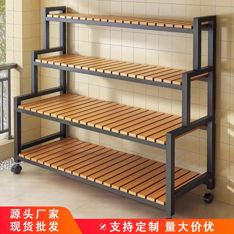 2025新款花架可移动带轮置物架阶梯落地式多层花架子阳台室内外架