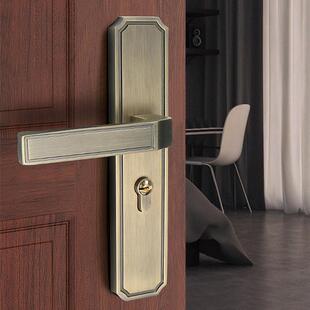 新中式 门锁室内家用通用型古铜房间木门锁具简约静音卧室房门锁