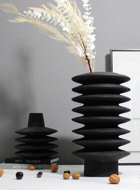 简约现代创意侘寂复古层叠花瓶花器样板间客厅办公室装饰花瓶