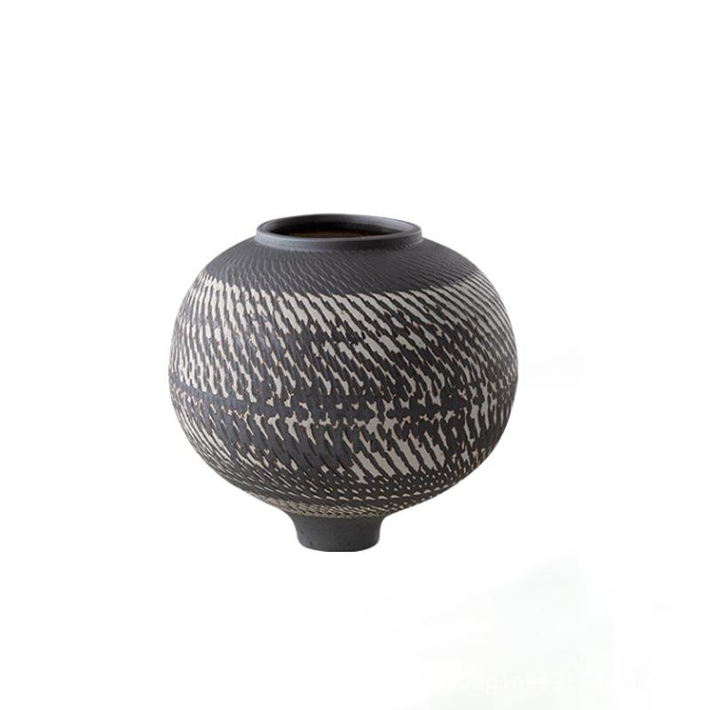 新中式现代简约水墨陶瓷花瓶餐桌样板房售楼处软装家居工艺品插花