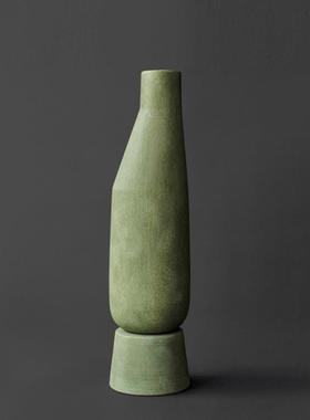 家居侘寂风做旧高脚花器中式复古装饰花瓶民宿样板间玄关餐厅客厅