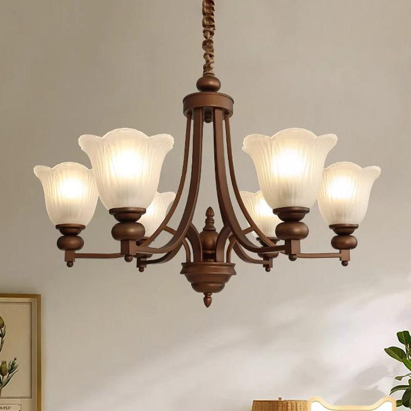 美式田园吊灯简约大气客厅温馨卧室餐厅饭厅家用房间铁艺玻璃吊灯