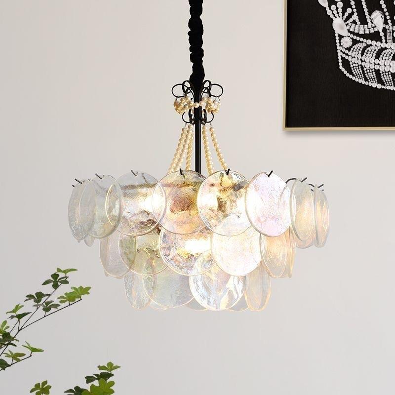 法式七彩轻奢客厅灯具现代简约意式玻璃餐厅灯创意珍珠主卧室吊灯