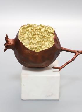 装饰金属石榴摆件家居饰品现代会所样板房设计师软装精致铜雕