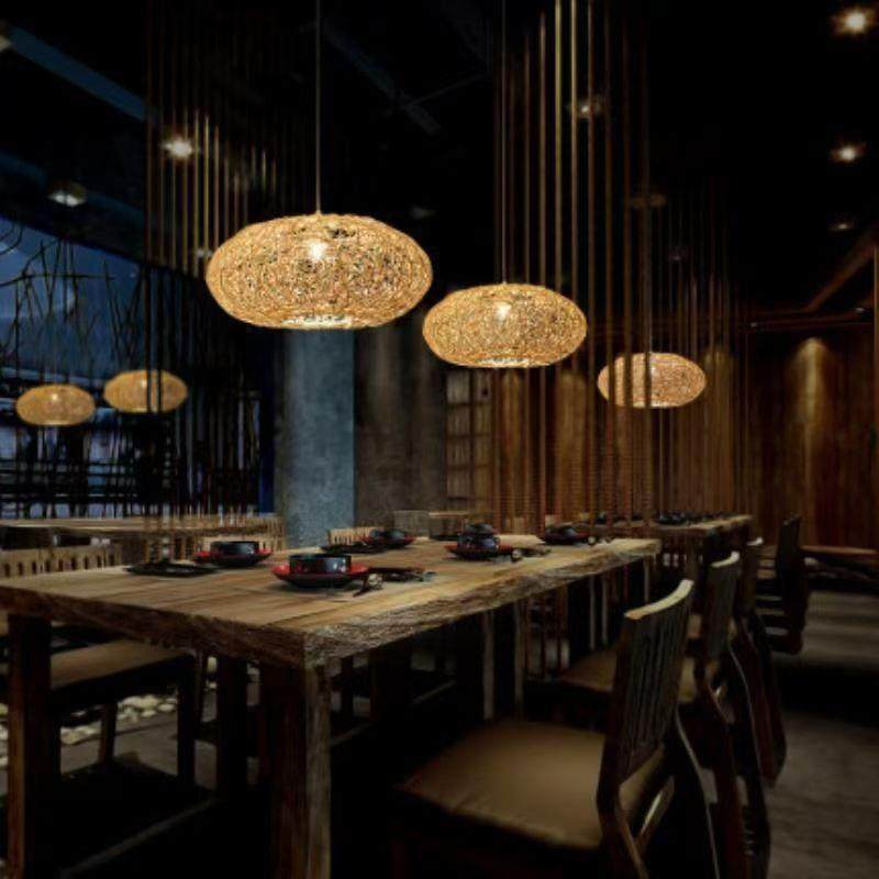 复古藤艺吊灯中式客厅餐厅卧室书房民宿茶室灯 手工藤编灯,家装灯饰光源,智能吊灯,淘宝优惠券,粉丝福利购,淘宝优惠卷