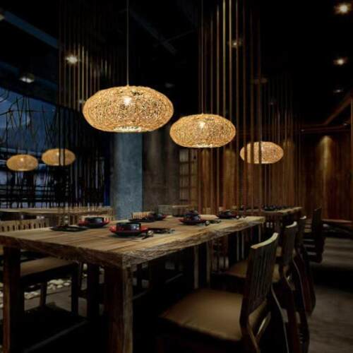 复古藤艺吊灯中式客厅餐厅卧室书房民宿茶室灯 手工藤编灯