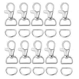 60个2厘米钩扣D扣套装龙虾扣金属日字扣三档扣D形扣小板扣钥匙扣