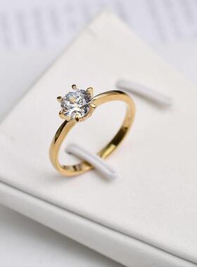 6爪单钻真戒女韩版百搭简