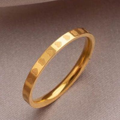 钛钢爱心满圈戒指女小众指环时尚个性素圈食指戒子