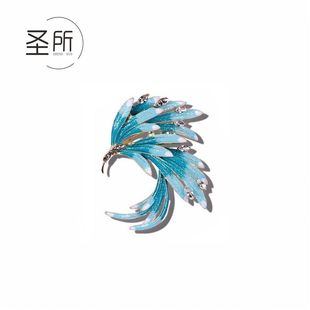 国潮胸针复古风凤尾胸花气质别针防走光丝巾扣渐变衣饰西服配饰D2